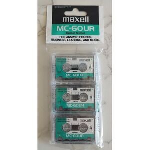 Maxell New MC-60UR Normal position Microcassette 3-Pack 60 minutes Sealed B11